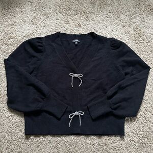 Express Black Cardigan with Gray Ties